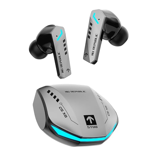 Nu Republic Cyberstud X8 TWS Wireless Earbuds - Up to 56Hrs Playtime, 40ms Ultra Low Latency, ENC...