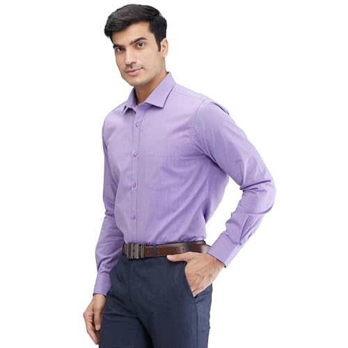 Image of Park Avenue Men Slim Fit Structure Pattern Pure Cotton Semi Cutaway Collar Full Sleeve Formal Shirt