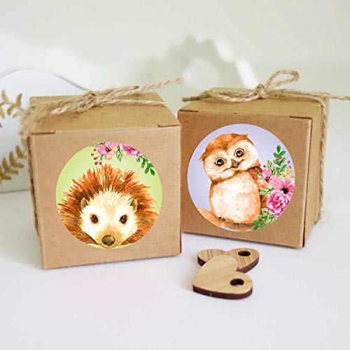 Woodland Animals Stickers Seals Labels - (Pack of 120) 2\" Large Round Forest Jungle Safari Creatures for Baby Shower Favors Decorations Cards Gift Envelopes Boxes
