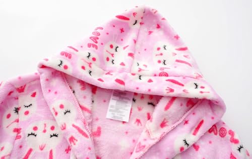 Image of Kids Hooded Bathrobe Girls Soft Plush Hooded Flannel Pajamas Sleepwear Boys Spa Robe