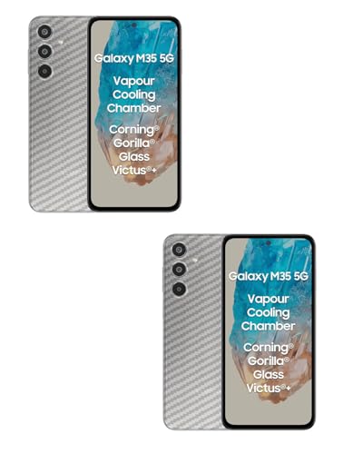 Image of (Pack of 2) Compatible with Skin Sticker /Vinyl wrap /Protective Film Mobile Back Skin Carbon Fiber 3D Transparent by Candeal Mizhan(Only Back) (Samsung, Samsung Galaxy M35 5G)