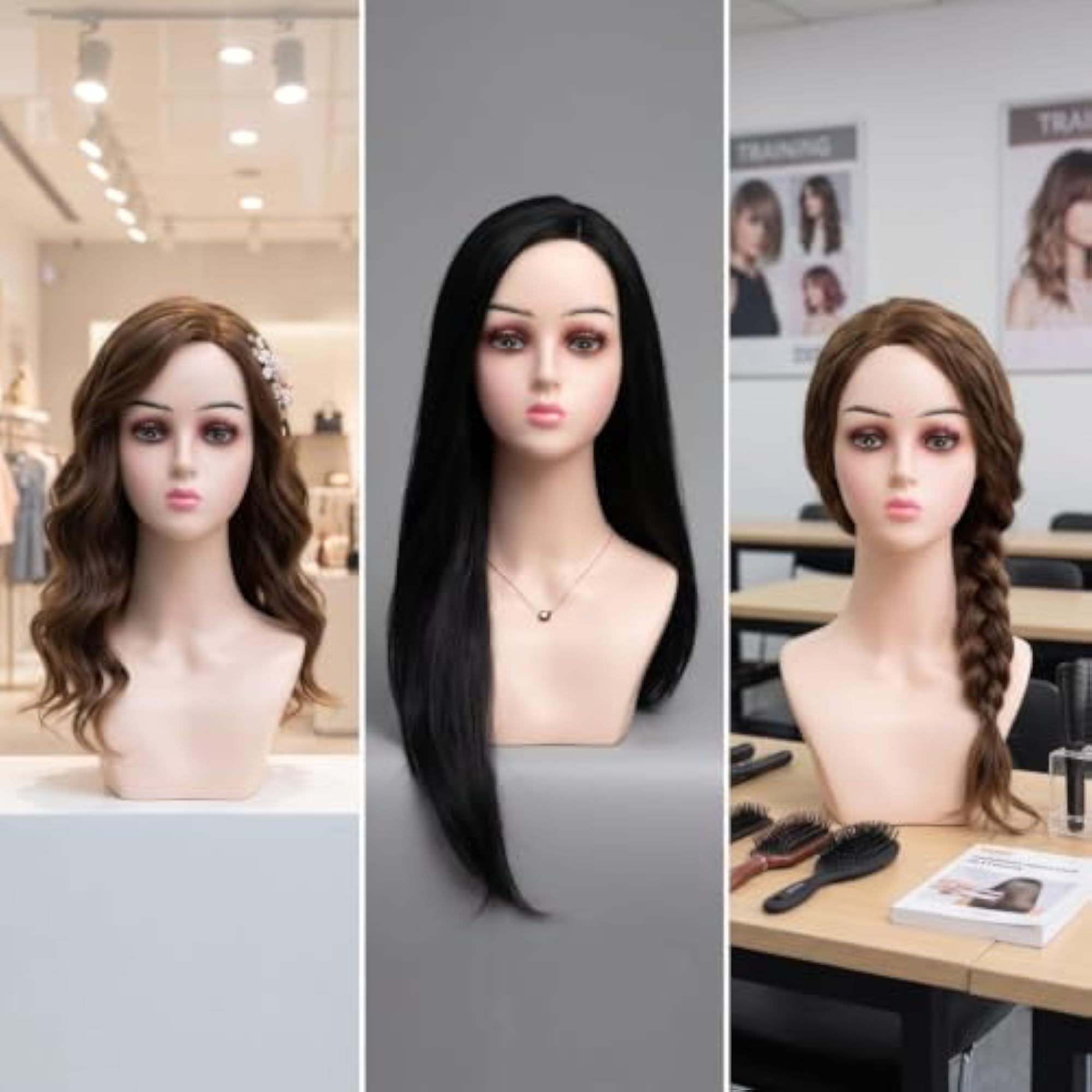 Realistic Hairpiece Display Head, Flesh-Tone