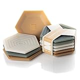 Set of 6 Degrē Coasters (Joshua Tree) by LINE+ARC. 10mm Thick, Dishwasher Safe, Stain-Resistant, Outdoor, Coffee Table, Silicone, Modern, Hexagon, Mid Century, Cup, Drink, Non-Absorbent, Housewarming