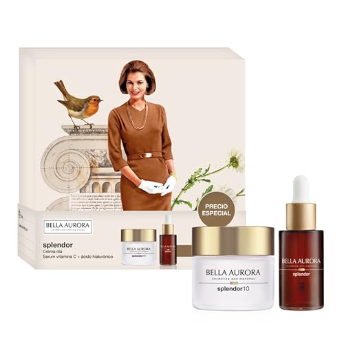 BELLA AURORA - Pack Antiedad Splendor, Crema Día 50 ml + Sérum 30 ml con Vitamina C y Ácido Hialurónico, Tratamiento Antiedad, +50 Años, Efecto Lifting, Reparador y Antioxidante