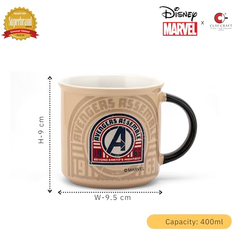 Image of Clay Craft - Official Compatible with Marvel Avengers Assemble Printed Mug | Premium Ceramic Coffee /Milk Mug, 400 ml | Superhero Gift for Kids & Adults | Microwave & Dishwasher Safe