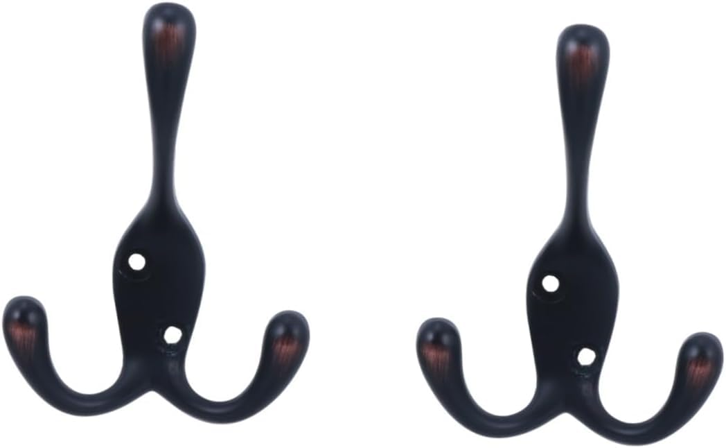 TNBCCXN Clothes Hangers Clothes Hooks, 2-Piece Set of Vintage Wrought-Iron Style Door-Mounted Wall Hangers(Blackx3pcs,11x7x3cmx2pcs)