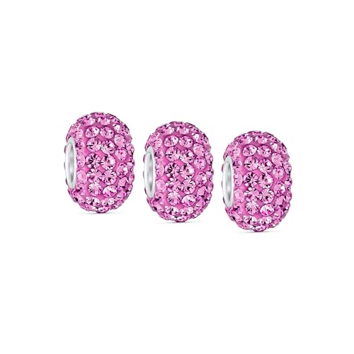 Abalorio de plata .925 con cristal pave espaciador brillante para pulsera