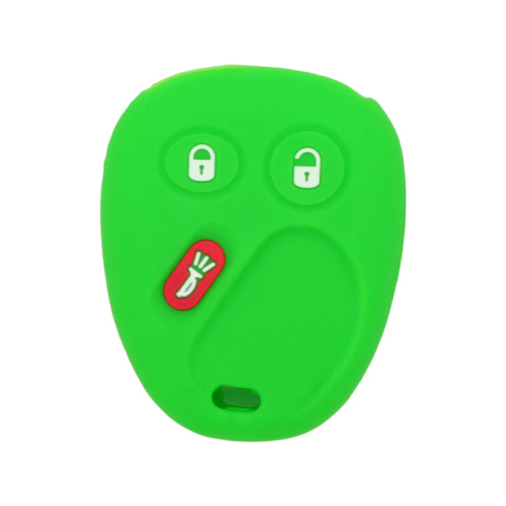 Silicone Cover Protector Case Holder Skin Jacket Compatible with CHEVROLET GMC CADILLAC HUMMER SATURN PONTIAC 3 Button Remote Key Fob CV4610 Light Green