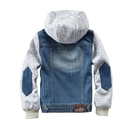 Kids Hooded Denim Jacket Boys Girls Zipper Coat Outerwear2