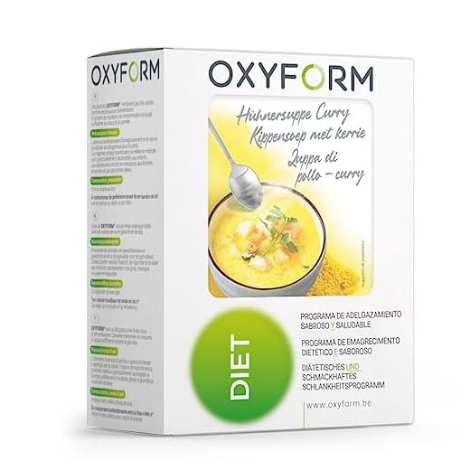 Oxyform Dieta Sopa Pollo Curry - lote 2 Paquetes Económicos (12 comidas) - 92 Kcal por Sopa Proteica - Preparación en Polvo - Bajo Contenido de Grasas Calorías Azúcares