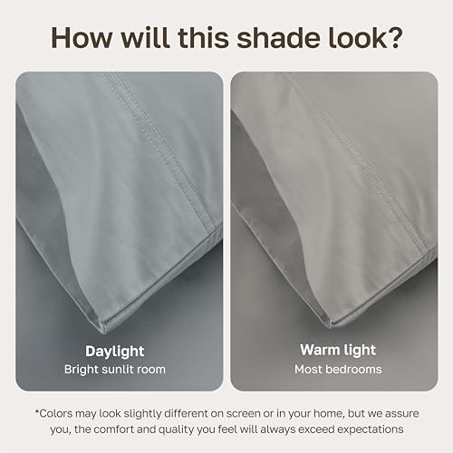 Image of California Design Den Queen Size Sheet Set - Luxury 600 Thread Count Sateen, 100% Cotton Sheets, Deep Pockets with All Around Elastic for a Snug Fit, Hotel Quality Bedding Set - Light Grey