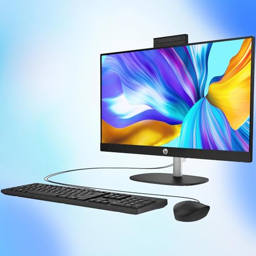 Image of HP 24 inch All in One Desktop PC, FHD IPS Display, AMD Ryzen 3 7720U Quad-Core Processor, 8GB RAM, 512GB SSD, AMD Radeon Graphics, HDMI, Keyboard & Mouse, Flicker Free, Wi-Fi 6, USB Type-C, Win 11 Pro