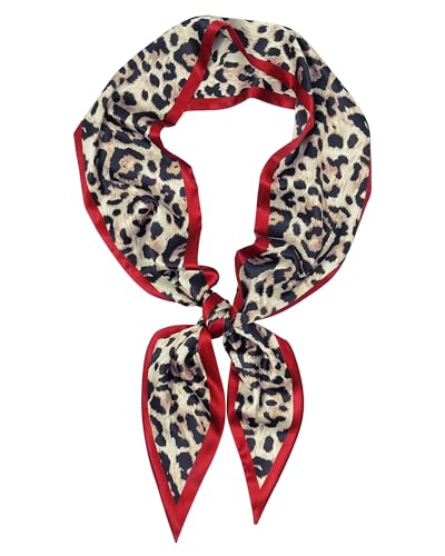 Mesovor Leopard Bag Purse Scarf for Handbags, Silky Neck Head Scarf Hair Scarves | Satin Skinny Headscarf Headbands for Country Concert Western Outfits