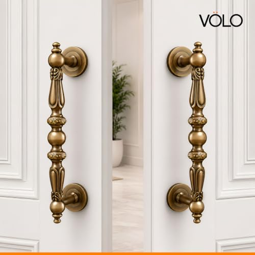 Image of VOLO Main Door Handle /Door Handles for Main Door /Glass Door Handle /Pull Handles, for Home /Office /Hotels (Antique Brass)(Rajwadi Handle) (8 inch (200 mm), 1)
