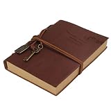Wakauto Klassische Retro Vintage Vintage Stil Tagebücher Pu Cover String Schlüssel Gebundene Anhänger 160 Blatt Leere Notizbuch Notizblock Reisejournal Skizzenbuch (Kaffee)