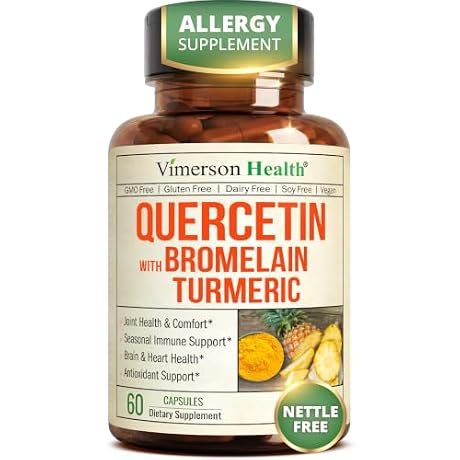 Quercetin with Bromelain Turmeric Curcumin Supplement – Triple Action: Allergy Relief, Inflammation and Joint Support with Organic Tumeric + Bioperine for Max Absorption – 60 Quercetin 500mg Capsules