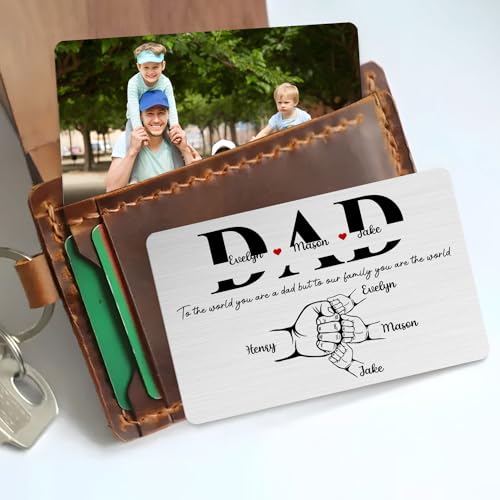 Custom Dad Photo Wallet Card Dad Gifts from Kids Personalized Metal Wallet Insert for Father Dad, Step Dad, Father-in-Law, Ideal for Birthday, Father’s Day, Christmas, Thanksgiving, Wedding (Card 8)4