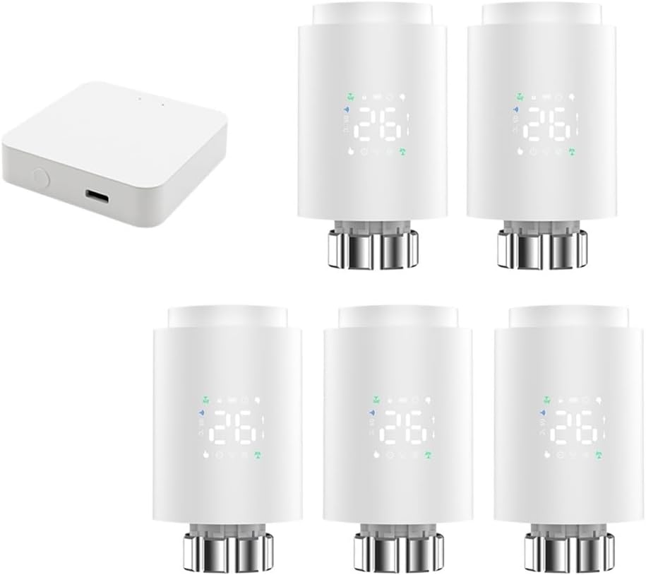 Smart Radiator Actuator TRV Programmable Thermostatic Radiator Valve App Remote Temperature Controller Support(5pc1413e-w-hub)