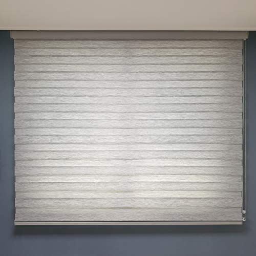 Yuyeon Nyunu [ Grey, W52 X H72 ], Custom Cut Zebra Roller Windows Blinds, Woodlook Fabric, Dual Layer Sheer, Horizontal Window Shades For Privacy And Light Filtering #TOP1