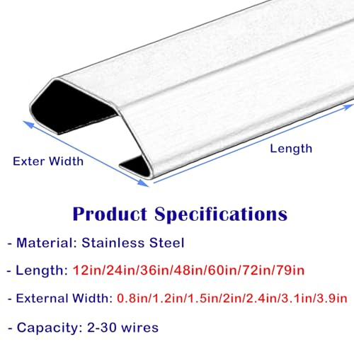 Cubierta de Gestión de Cables Autoadhesiva, Protector de Cable Metálico de Acero Inoxidable para Sala de Conferencias, Guardia de Cables para Oficina, Sala de Estar, Debajo de Escritorio (A- 2 PCS, Largo x Ancho Exterior 24in x 0.8in) miniatura 2