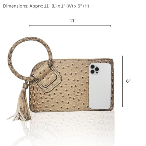 Image of NGIL Faux Leather Mini Wristlet Purse | Women's Handbag, Fashion Wristlet Wallet, Compact Everyday Purse with Fringe Tassel