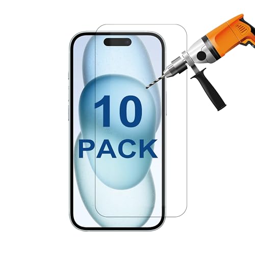 Verre trempé iPhone 15 protection d'écran 9H lot de 10 films