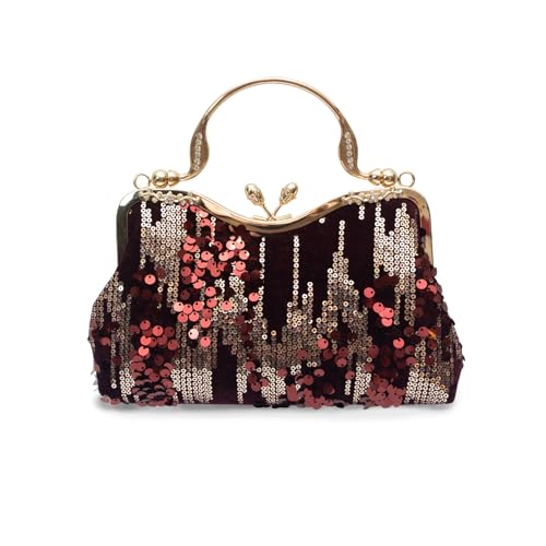 Image of CORIOS Vintage 1920s Evening Bag for Women Velvet Clutch Bag Sparkly Sequin Handbag Bridal Wedding Purse