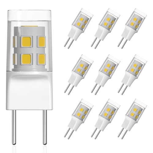 SSQY G8 LED Light Bulb, GY8.6 Bi-pin Base, 3W 120V 20W 35W Halogen Replacement Bulb for Under Counter Kitchen Lighting, Under-Cabinet Light, Puck Light Daylight White 6000K 10-Pack