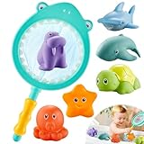 Dimensiones adaptadas a las manos pequeñas: cada juguete de baño para bebé mide 7 × 6 cm, perfectamente diseñado para ser fácilmente agarrado. Ligero y compacto, ideal para la bañera o la piscina, favoreciendo la motricidad fina de los niños a partir de 12 meses.