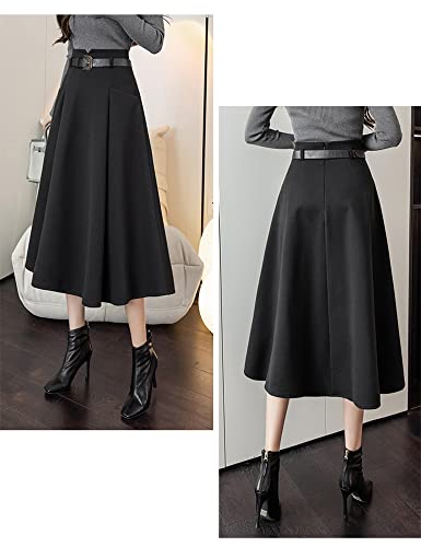 Women's High-Waisted Wool A-Line Midi Skirt - Image 5
