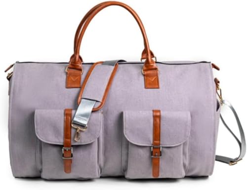 Fegson ガーメントバッグ スーツ収納ケース 靴収納 ビジネス大容量 型くずれ防止 防水防塵 PUレザー 折りたたみ 手提げ ショルダーバッグ 52×25×32cm 55L 機内持ち込み可能 出張 旅行 就職活動 入学式 帰省 メンズ レディース スー