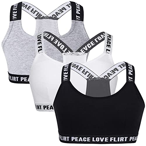 Bysion 3er Packung Teens Mädchen BHS Baumwolle Sport Bustier mit...