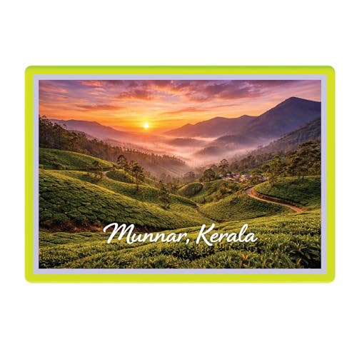 Image of Decorative Fridge Magnet with Glowing Border | Pack of 1 (Munnar, Kerala, 4x3 inch - Fluorescent Border)