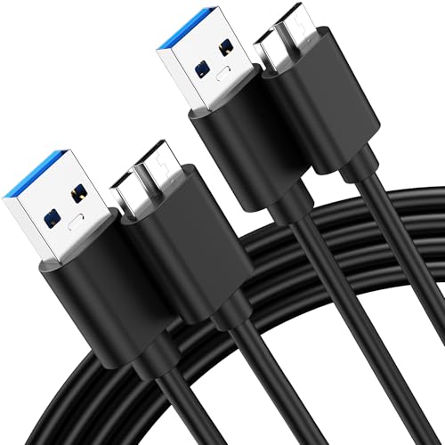 2 Pack USB 3.0 A to Micro B Cable 1.6FT High-Speed External Hard Drive Cable Compatible with Seagate WD Toshiba Westgate Samsung Galaxy S5 Note 3 LaCie Elements & More