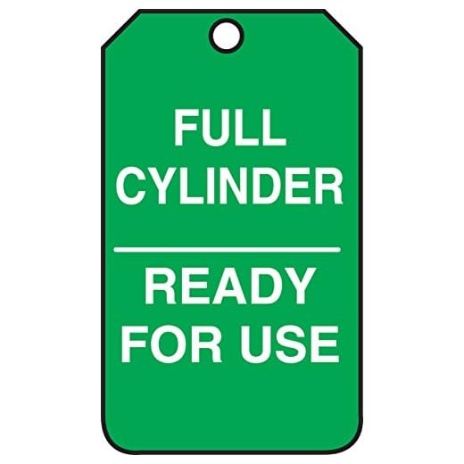 AccuformNMC Gas Cylinder Tags, 25 Pack Green Full Cylinder Status Tags