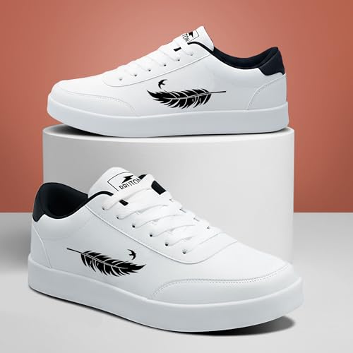 Image of BRUTON WhiteNova-299 Casual Shoes | Lightweight PVC Sole | Rexine Upper Sneakers for Men