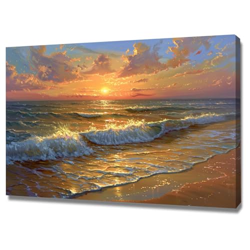 Impression sur toile peinture paysage moderne 70x100cm encadré déco murale
