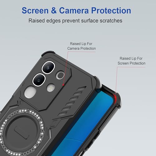 Image of Zapcase Back Case Cover for iQOO Z10x 5G | MagSafe Case with Built-in Metal Ring | Supports MagSafe Charger, Wallet & Car Mount | Shockproof Hybrid PC + TPU | Black