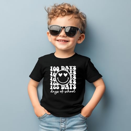 Toddler 100 Day of School Shirt for Boys Kid Grils, My Happy 100th Day of School T Shirt, Cotton Blend, Funny Design :4-7T4