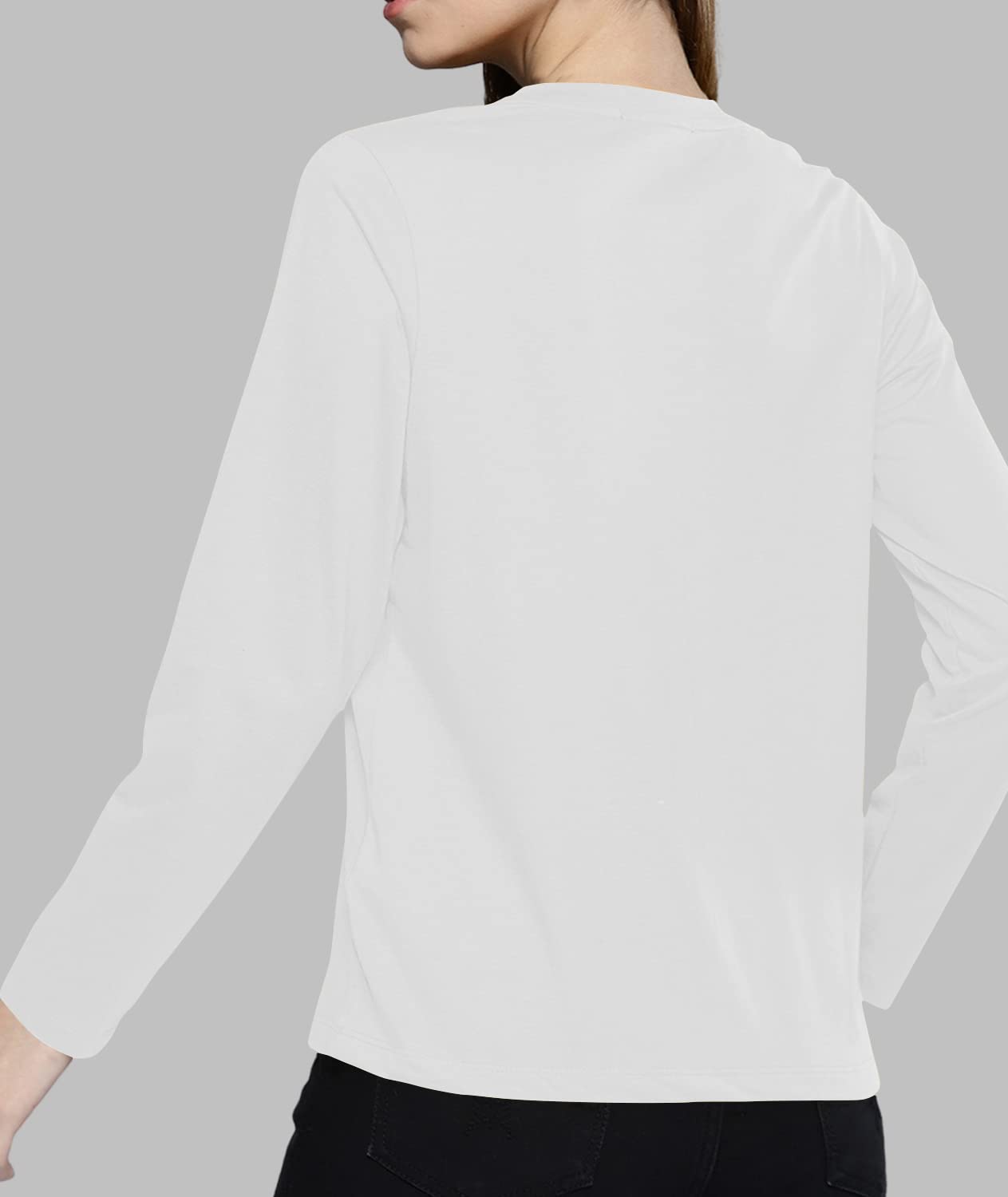 TVP Fashions Premium Plain Women V Neck Full Sleeves Cotton Tshirt. Festive,Offer,Discount,Sale,Limited Edition, Trending Tees and Tshirts. (White_Small) 3