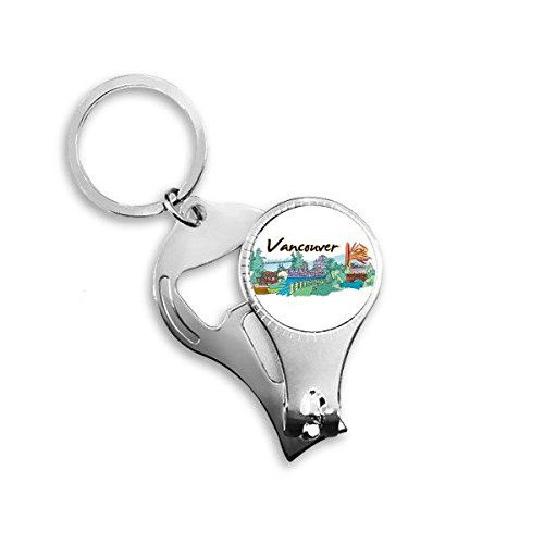 Keychain Vancouver aquarelle : le meilleur cadeau de charme avec décapsuleur et coupe-ongles