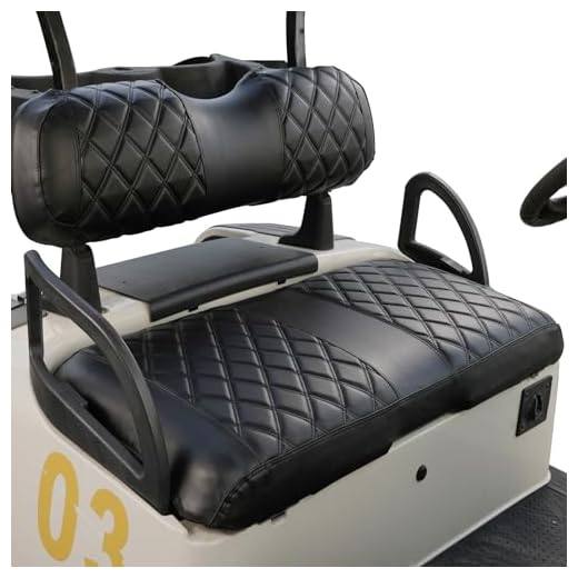 NOKINS Golf Cart ER Diamond Seat Cover Kit for EZGO RXV OEM Regular Seat Cushion, No Staple, Golf Cart Vinyl Replacement Seat Cover Black Stitching