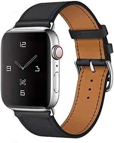 Leather Band Compatible with iWatch 44mm 42mm Genuine Leather Strap Watch Bands Replacement for iWatch Series 6/SE Series 5 Series 4 Series 3 Series 2 Series 1 Bracelet Loop 42 44 mm Rose Pink Craie