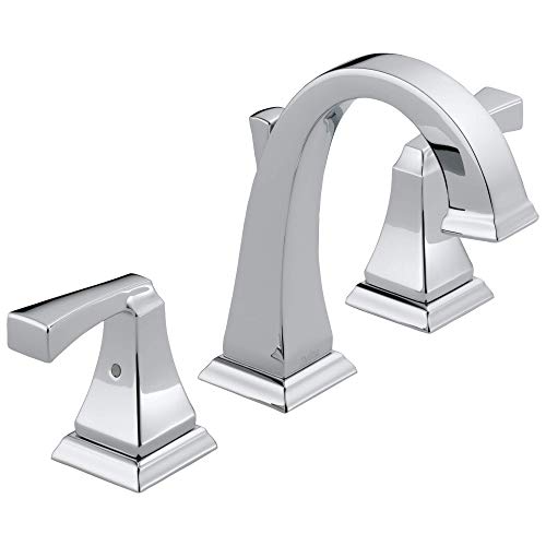 Image of Delta Dryden Chrome Bathroom Faucet 3 Hole, 8 Inch Widespread Bathroom Sink Faucet for Vanity, Metal Push-Pop Drain Assembly, Chrome 3551-MPU-DST