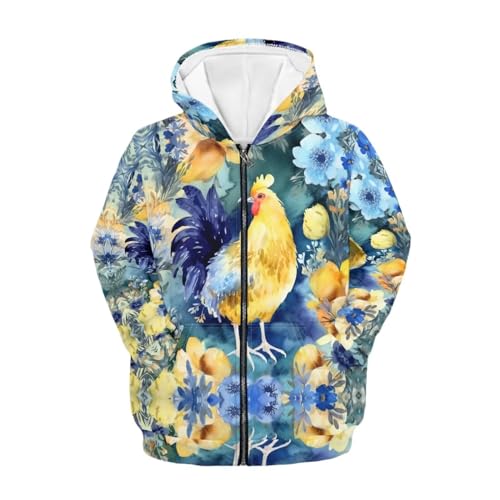 Sweat à capuche fleurs et animaux fille en coton doux premium avec poches