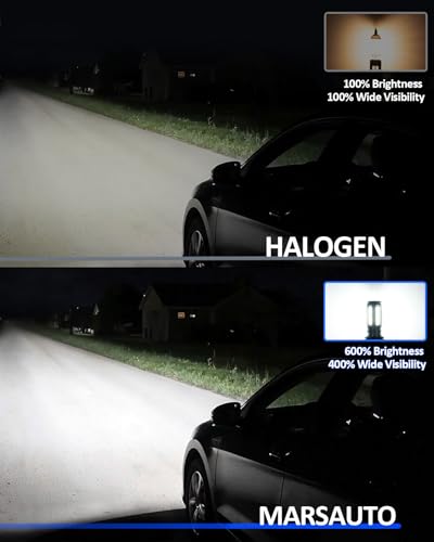 Image of Marsauto H10 9145 LED Fog Light Bulbs 12,000LM, 1:1 Size 360 Illumination 9140 H10 Fog Lights LED, 6500K White Strong Penetration, Upgraded LED Chips 9145 9140 LED Fog Lights, Accessory Light Kits