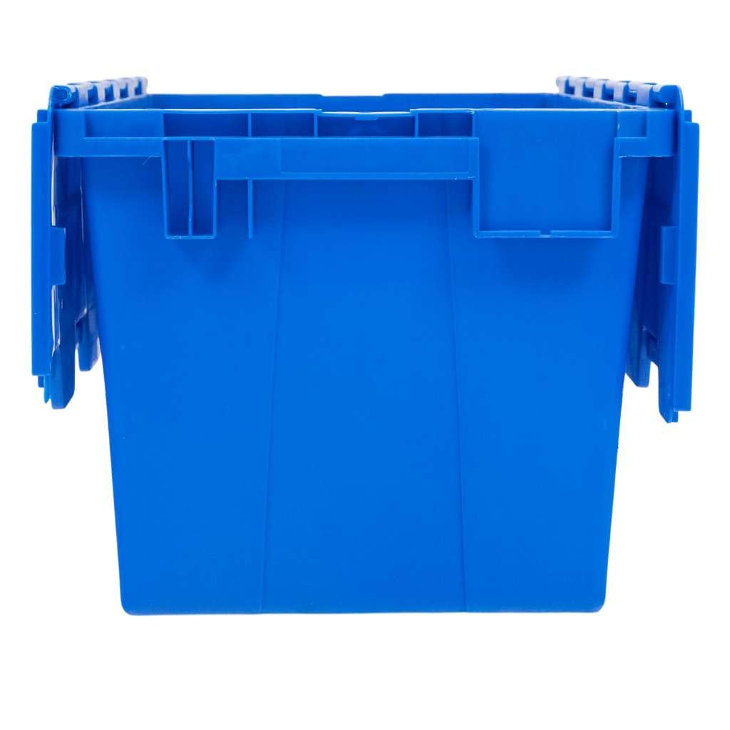 MEGA-M Pojemnik Kurierski Transportowy Gniazdowy 60 × 40 × 36 cm | Zamykany z Pokrywą, Nośność 20 kg, Sztaplowany, Plastikowy, Niebieski