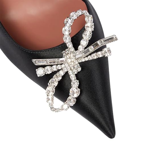 Womens Rhinestone Bow Heels Pumps, Closed Pointed Toe Dress High Heels Shoes, Comfortable Stiletto Heel Evening Party Wedding Office Pumps Shoes4