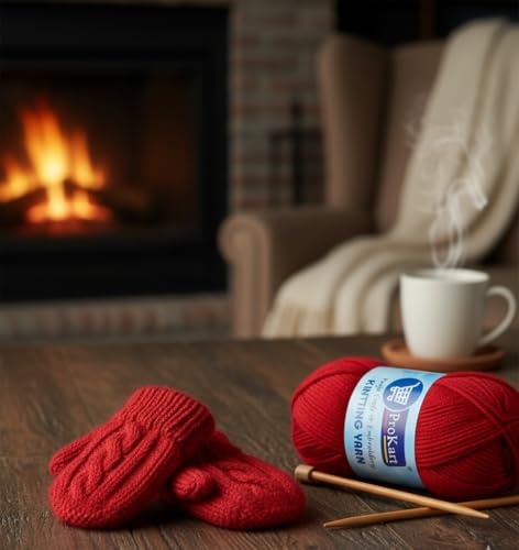 Image of ProKart Premium Woolen 4 Ply Hand Knitting Wool Yarn | Fine Weight Soft Yarn for Sweater, Scarf, Hat, Baby Clothes, Purse, Gift Bags & DIY Craft Accessories (Red, 100gms x 1 Pack) - PRO06