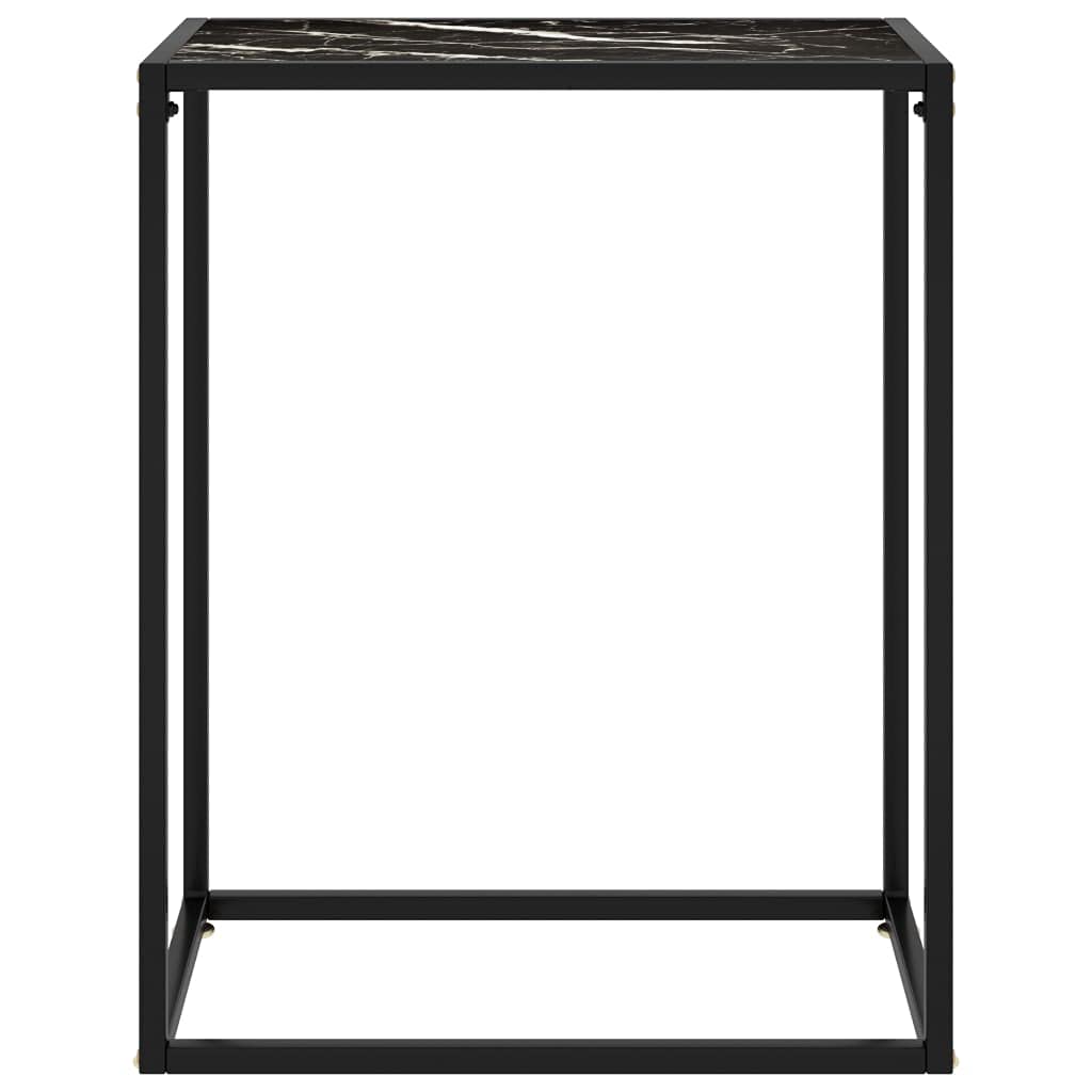Czarny stolik do konsoli 60 x 35 x 75 cm, ze szkła hartowanego i stali, wytrzymały i stabilny stolik pomocniczy, łatwy do czyszczenia wilgotną szmatką.